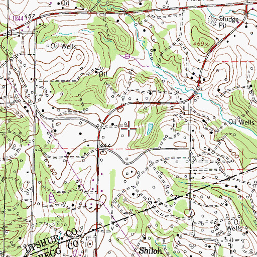Topographic Map of City of East Mountain, TX