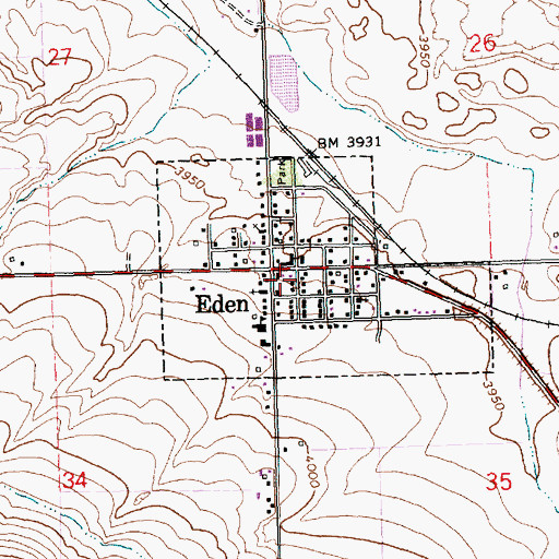 Topographic Map of City of Eden, ID