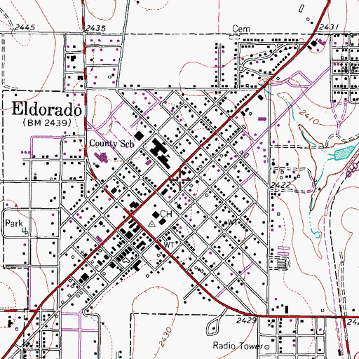 Topographic Map of City of Eldorado, TX