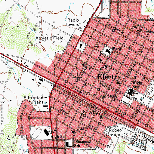 Topographic Map of City of Electra, TX