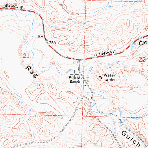 Topographic Map of Coyote Gulch, CA