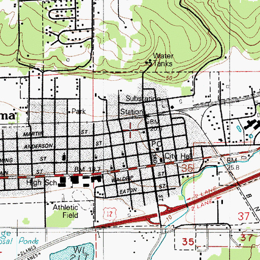 Topographic Map of City of Elma, WA