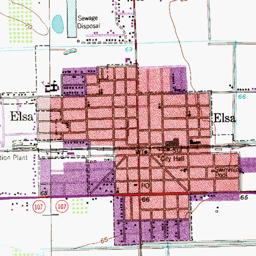 Topographic Map of City of Elsa, TX