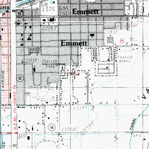 Topographic Map of City of Emmett, ID