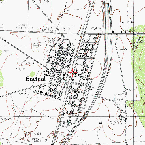 Topographic Map of City of Encinal, TX