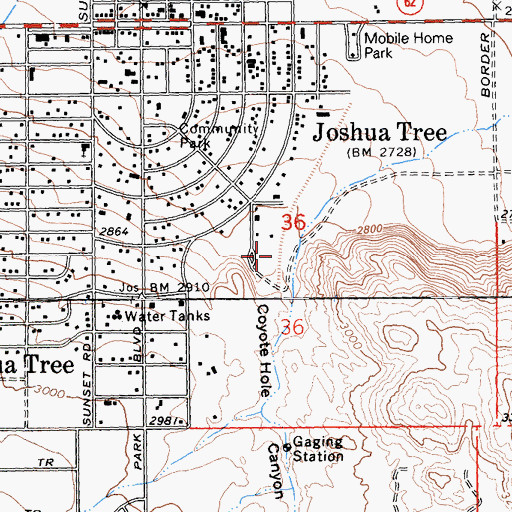Topographic Map of Coyote Hole Canyon, CA