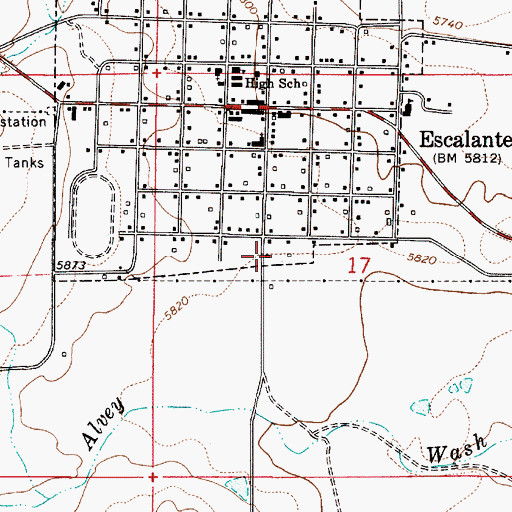 Topographic Map of City of Escalante, UT
