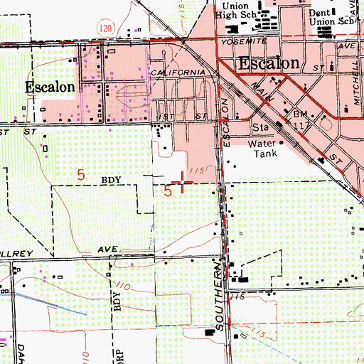 Topographic Map of City of Escalon, CA