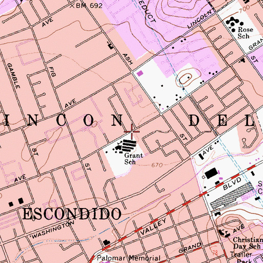 Topographic Map of City of Escondido, CA