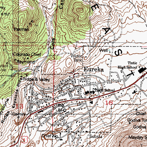 Topographic Map of City of Eureka, UT