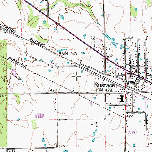 Topographic Map of City of Eustace, TX