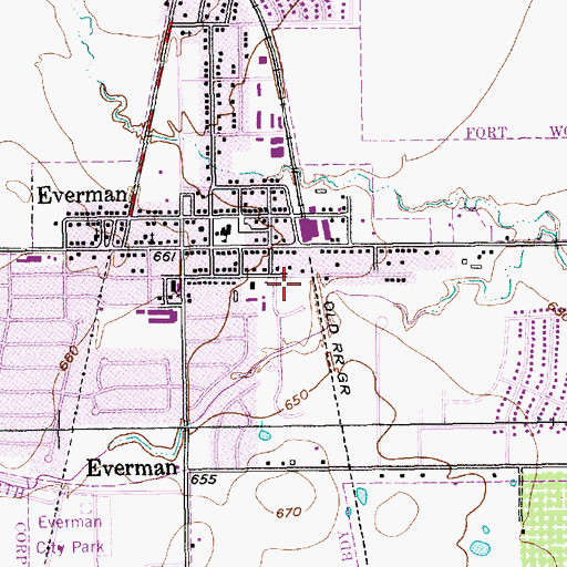 Topographic Map of City of Everman, TX
