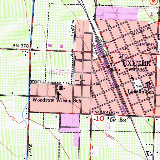 Topographic Map of City of Exeter, CA
