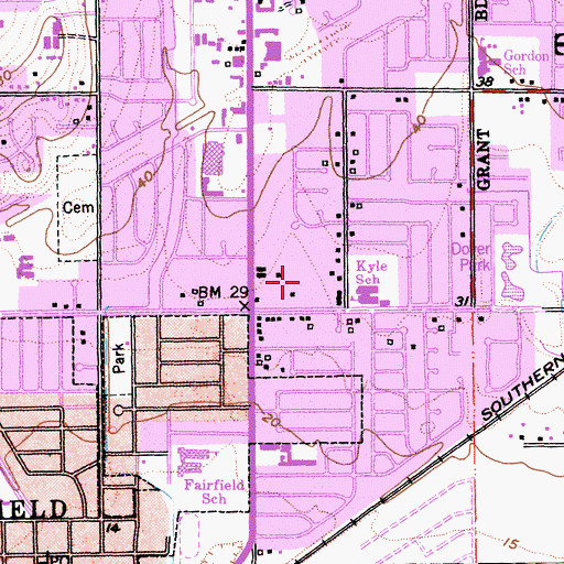Topographic Map of City of Fairfield, CA