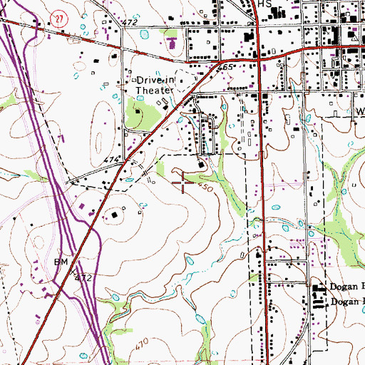 Topographic Map of City of Fairfield, TX