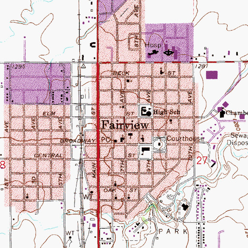 Topographic Map of City of Fairview, OK