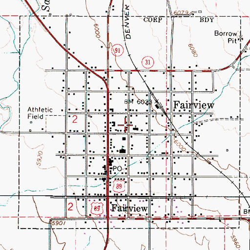 Topographic Map of City of Fairview, UT
