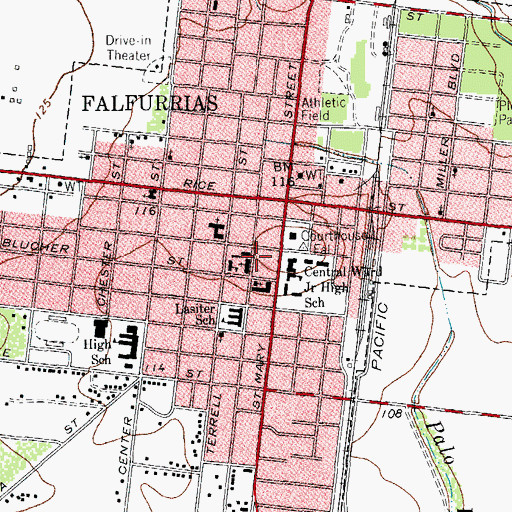 Topographic Map of City of Falfurrias, TX