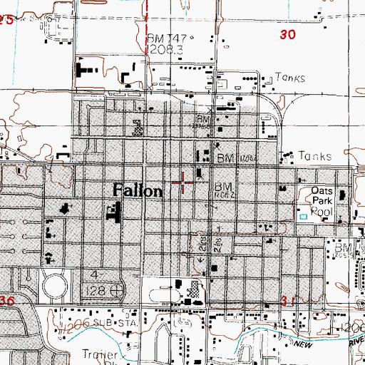 Topographic Map of City of Fallon, NV