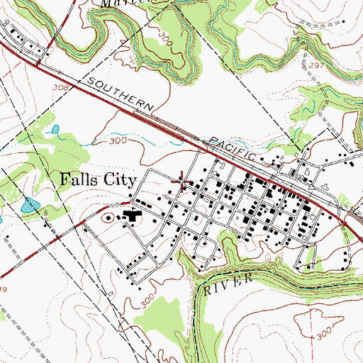Topographic Map of City of Falls City, TX