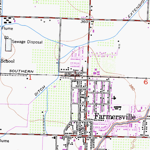 Topographic Map of City of Farmersville, CA