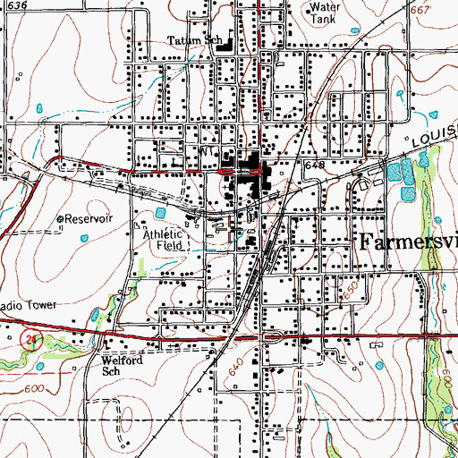 Topographic Map of City of Farmersville, TX