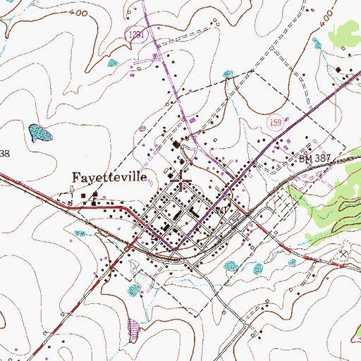Topographic Map of City of Fayetteville, TX
