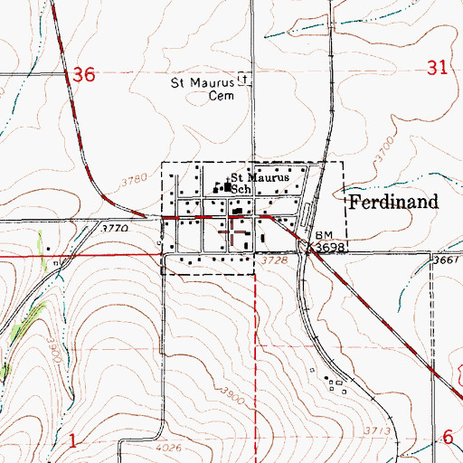 Topographic Map of City of Ferdinand, ID