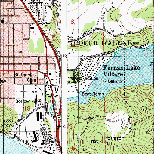 Topographic Map of City of Fernan Lake Village, ID