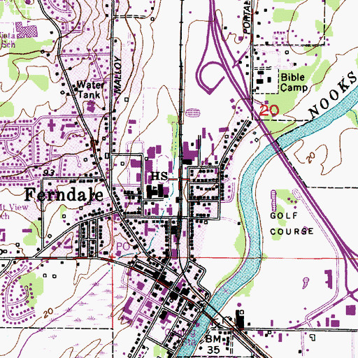 Topographic Map of City of Ferndale, WA