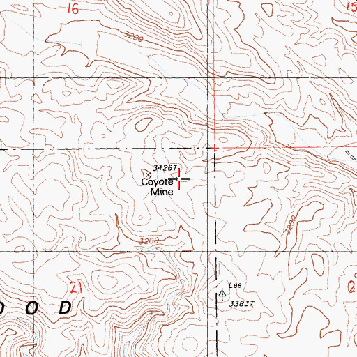 Topographic Map of Coyote Mine, CA