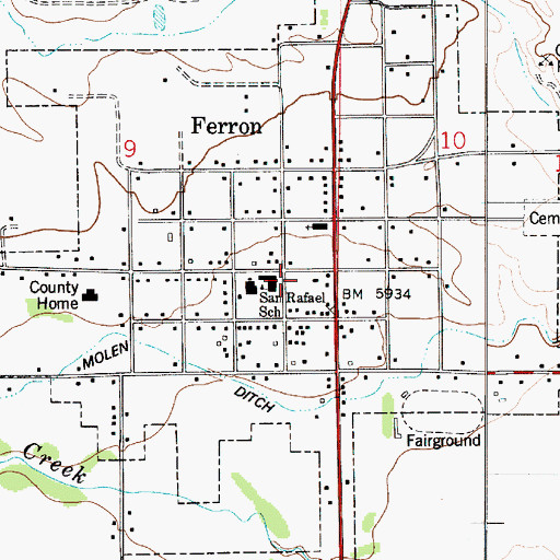 Topographic Map of City of Ferron, UT