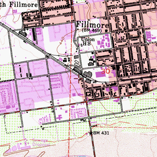Topographic Map of City of Fillmore, CA
