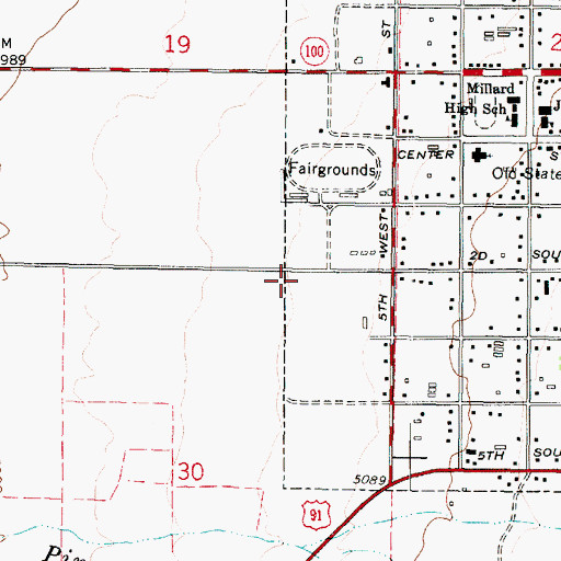 Topographic Map of City of Fillmore, UT