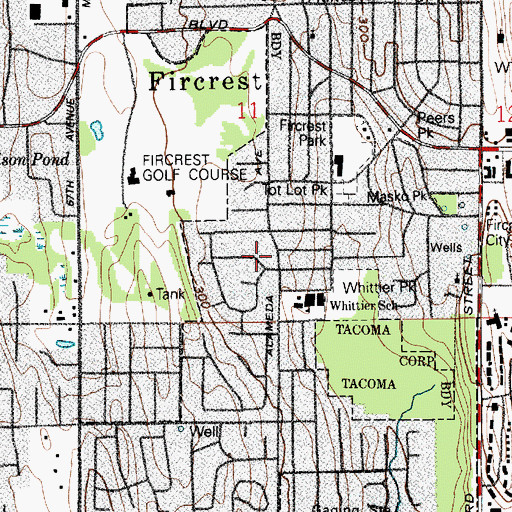 Topographic Map of City of Fircrest, WA