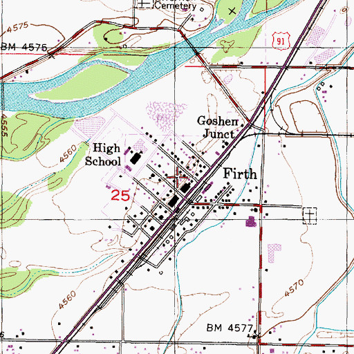 Topographic Map of City of Firth, ID