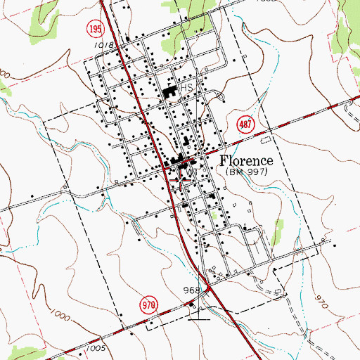 Topographic Map of City of Florence, TX
