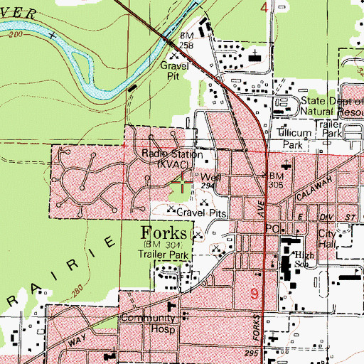Topographic Map of City of Forks, WA