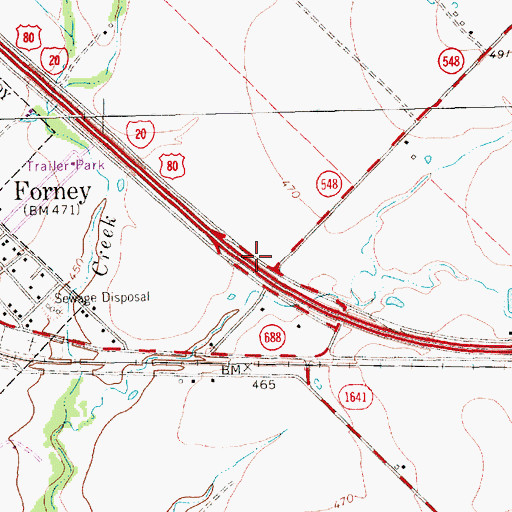 Topographic Map of City of Forney, TX