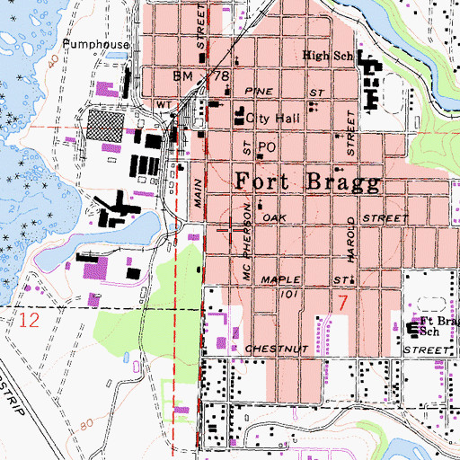Topographic Map of City of Fort Bragg, CA