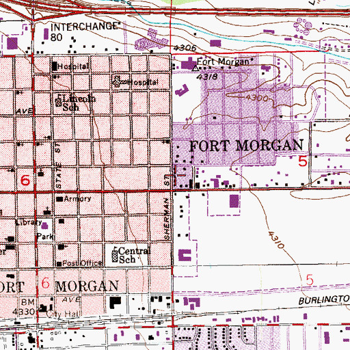 Topographic Map of City of Fort Morgan, CO