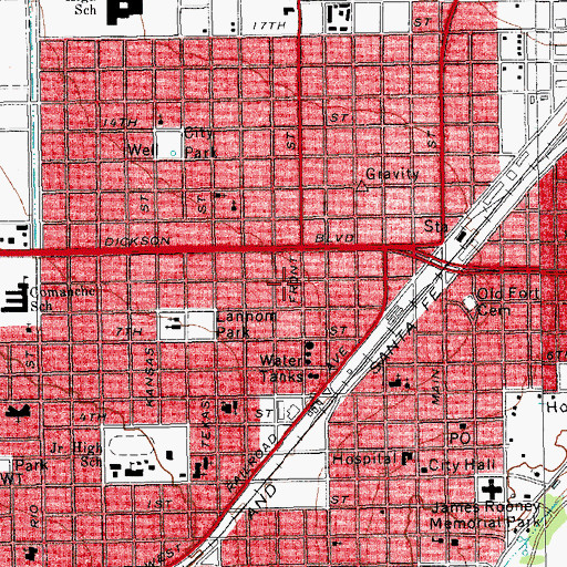 Topographic Map of City of Fort Stockton, TX