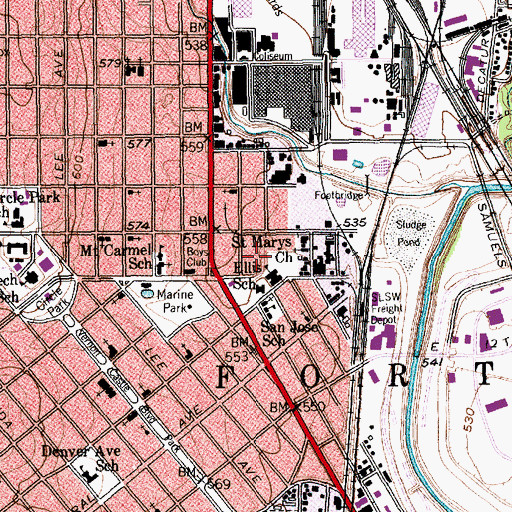 Topographic Map of City of Fort Worth, TX