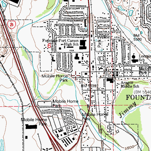 Topographic Map of City of Fountain, CO