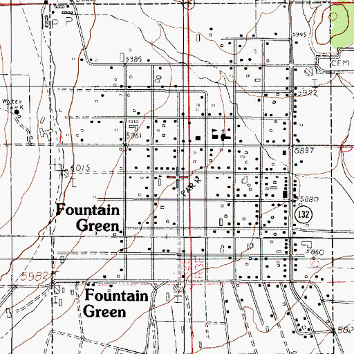 Topographic Map of City of Fountain Green, UT