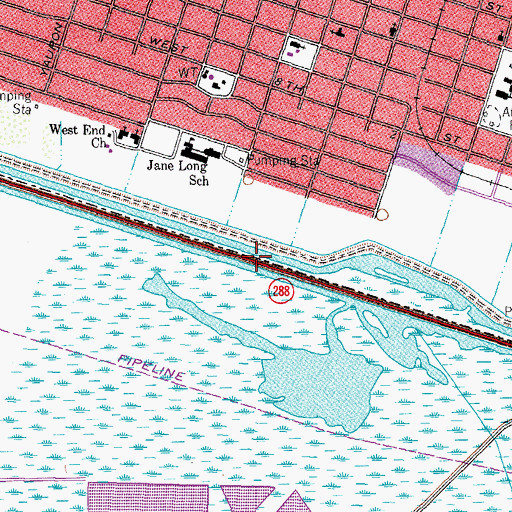 Topographic Map of City of Freeport, TX