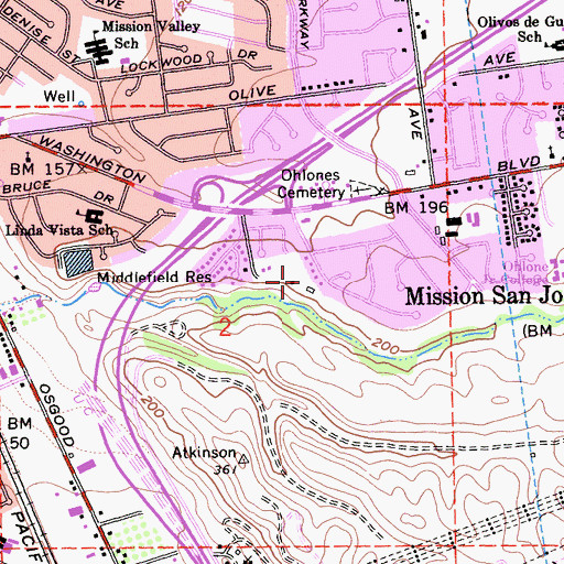 Topographic Map of City of Fremont, CA