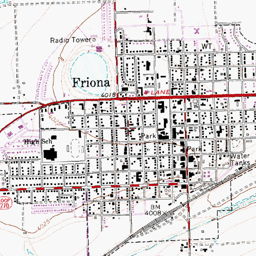 Topographic Map of City of Friona, TX
