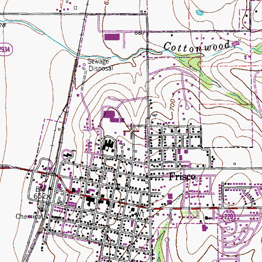 Topographic Map of City of Frisco, TX