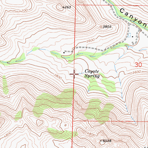 Topographic Map of Coyote Spring, CA